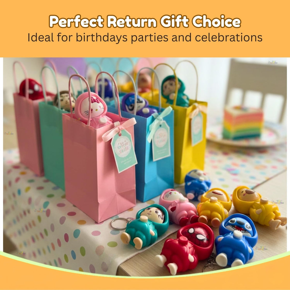Toy Imagine Face Changing Cartoon Keychains for Kids, Pack of 12