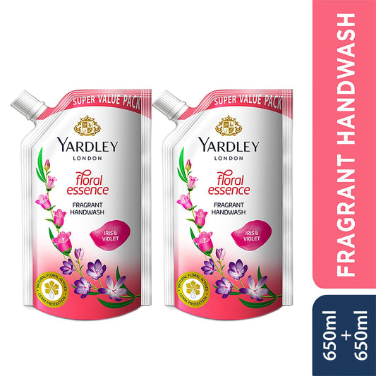 Yardley London Floral Essence 600ml or above Pack of 2 Fragrant Handwash| Infused with Natural Floral Actives| Iris & Violet| Germ Protection| For Soft & Fragrant Skin
