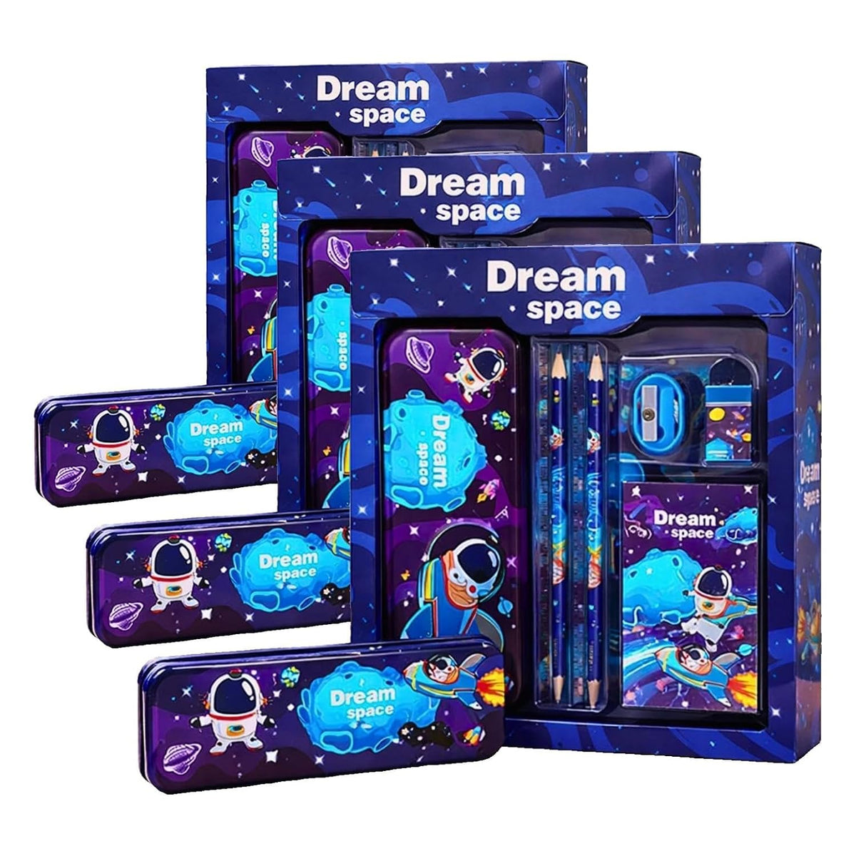 Toy Imagine Space Theme Stationery Set for Kids | 12-Piece Stationary Kit for Boys & Girls Age 3-15 Years - Return Gifts -School Supplies & Learning Gift for Kids (Pack of 3)