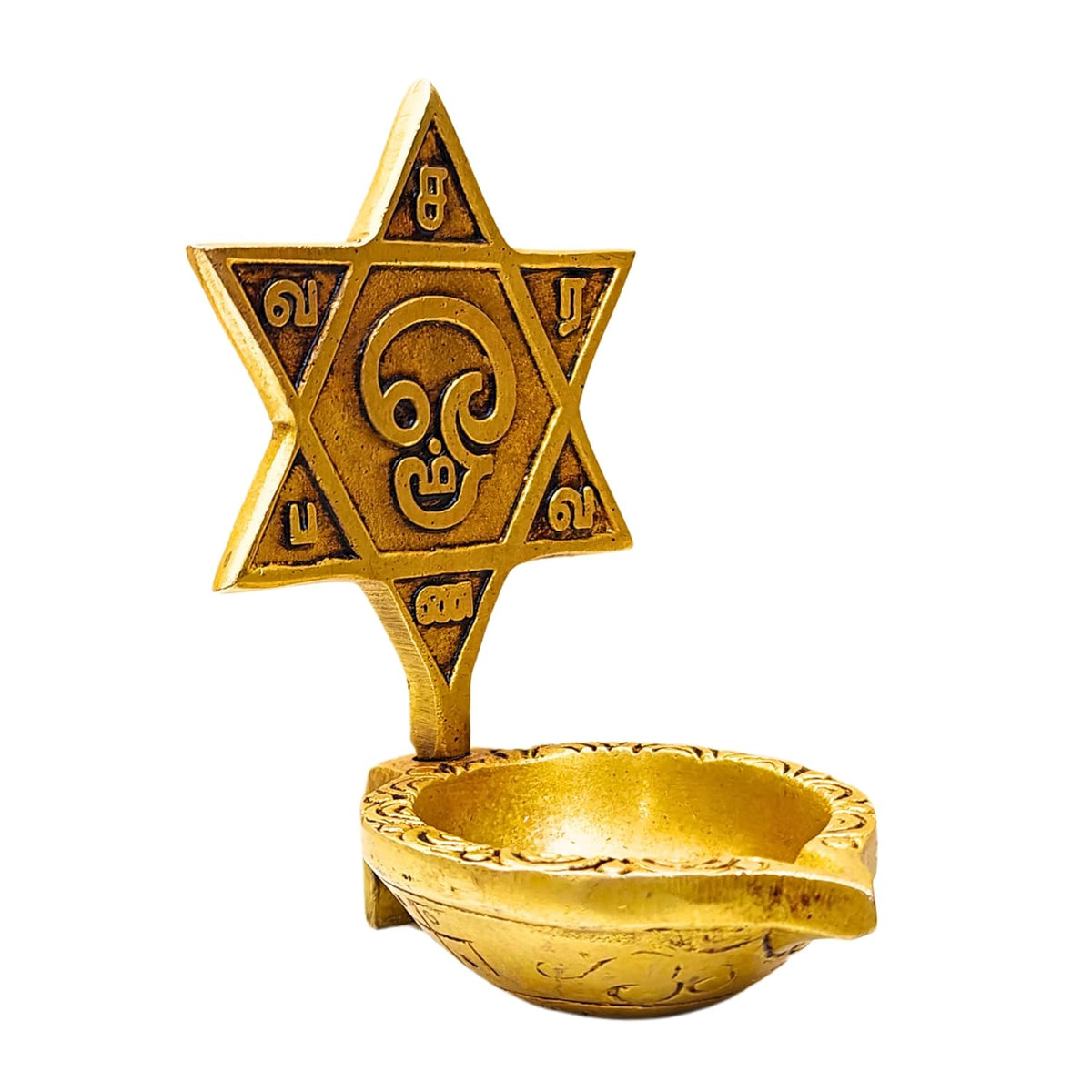 Aalayam Selveer Om Saravana Bhava Vilakku | Saravanabava Vilakku 10 CM Height, Brass, Gold Colour, 1 No