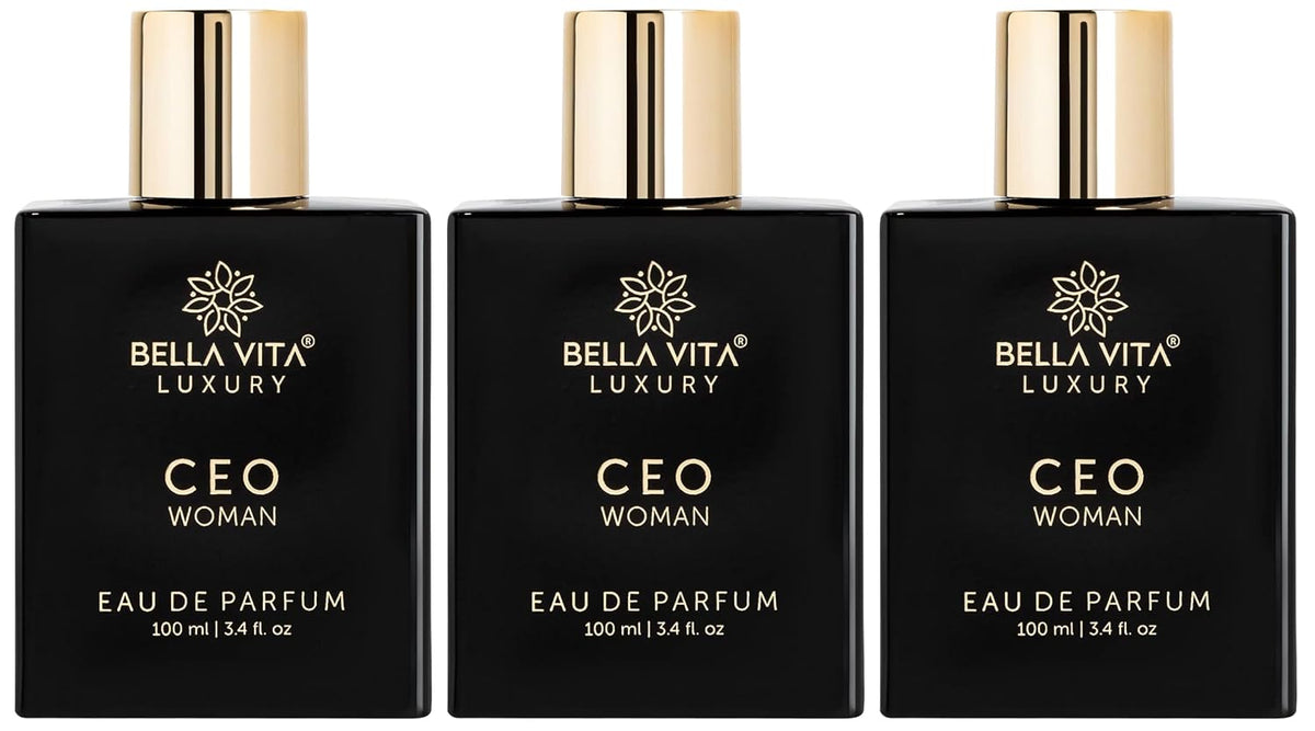 Bella Vita Organic Luxury CEO Woman Eau De Parfum Perfume with Ylang Ylang, Vanilla, Musk, Tonka & Plum|Spicy Long Lasting EDP Fragrance Scent for Women 100Ml (Pack of 3)