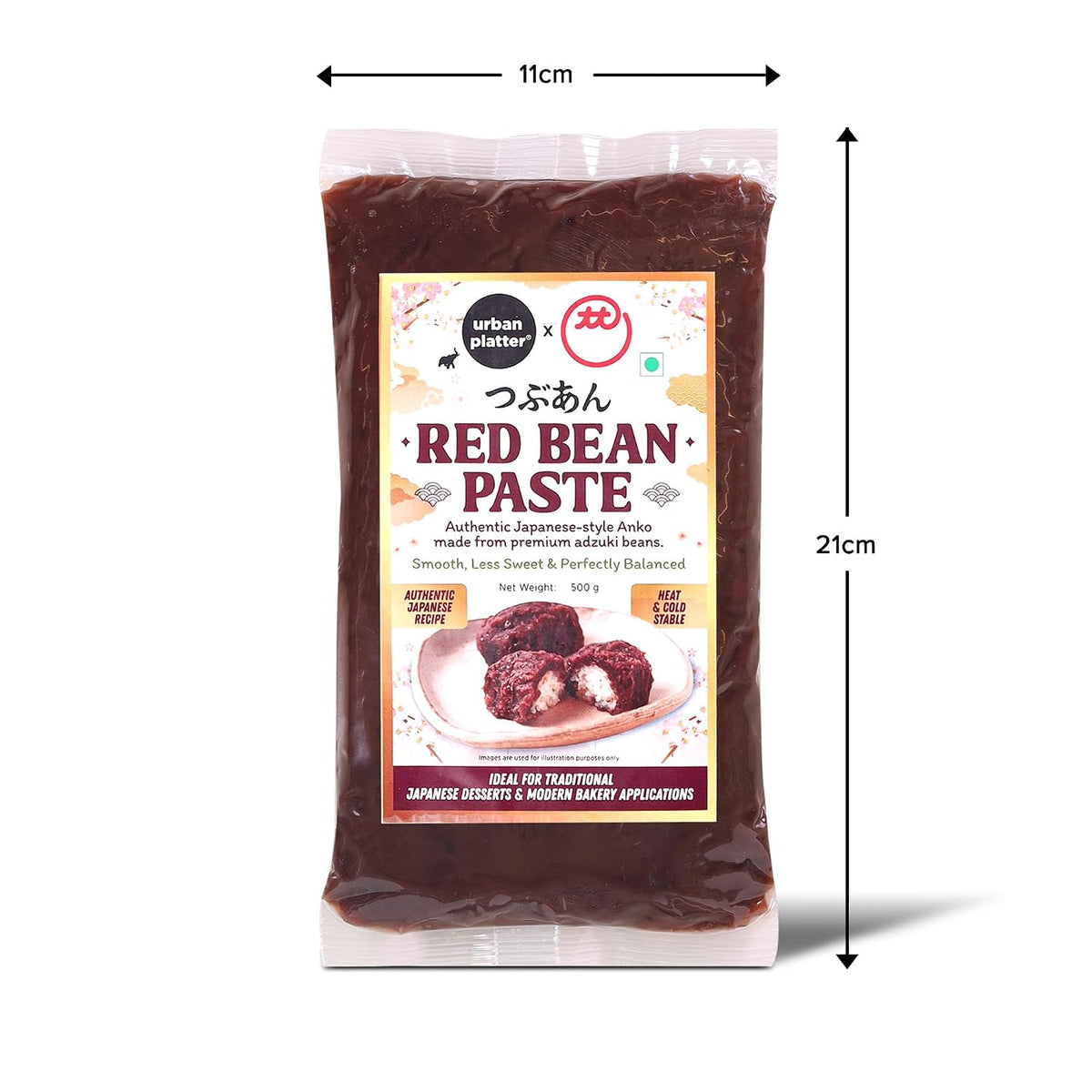 Urban Platter Red Bean Paste (Anko), 500g (Made with Adzuki Beans | Smooth & Less Sweet | Ready-to-Use Filling for Mochi, Dorayaki, Taiyaki & Baking)