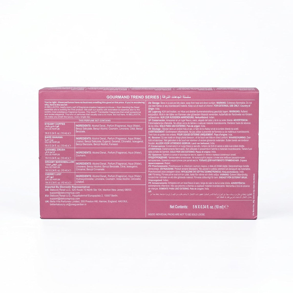 BELLAVITA Gourmand Trend Series | Sweet & Dessert Pocket Fragrances (5 x 10 ml) Eau de Parfum - 50 ml (For Men & Women)