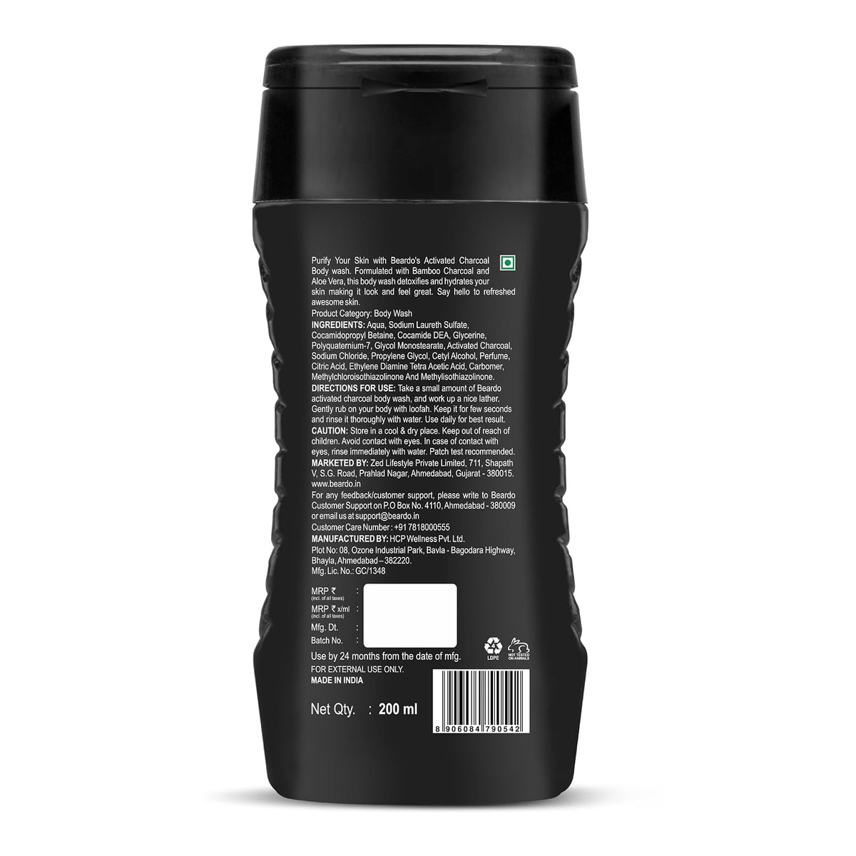 Beardo Activated Charcoal Anti-Pollution Body Wash, 200ml | Deep Pore Cleaning | Removes Dirt & Impurities | Oil Control | Cleanses & Detoxifies Deeply | For Men