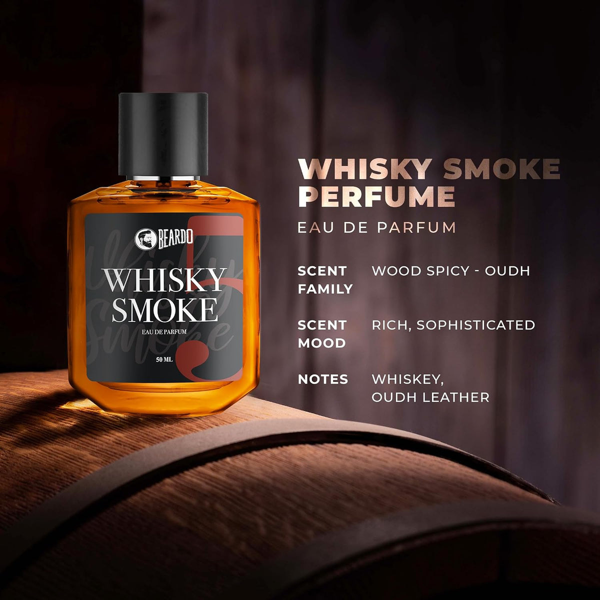 Beardo Whisky Smoke Solid Perfume 10g, & Whiskey Smoke Perfume 50ml (Set of 2) | Strong & Long Lasting Fragrance | For Date Night | Rich and Lasting Fragrance Combo for Men, Ideal for Daily Use