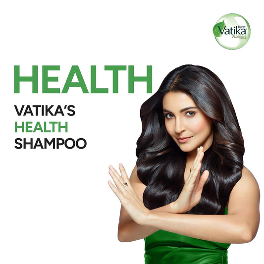 Dabur Vatika Health Shampoo - 340 ml | For Smooth, Shiny & Nourished Hair | Repairs Hair Damage, Controls Frizz | For All Hair Types | Goodness of Henna & Amla