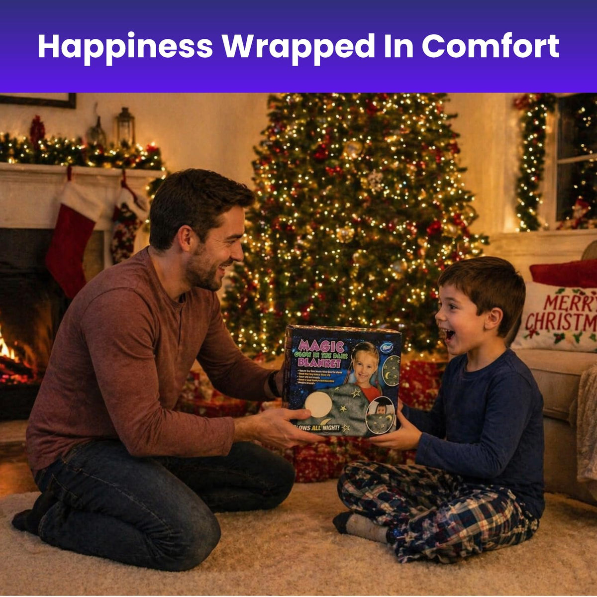 Toy Imagine Glow Blanket for Kids 3–10 Years 150 x 120 cm Glow in The Dark Blanket Soft Flannel Fleece Throw Soft Cozy Warm All Season Blankets for Boys and Girls Gift Grey