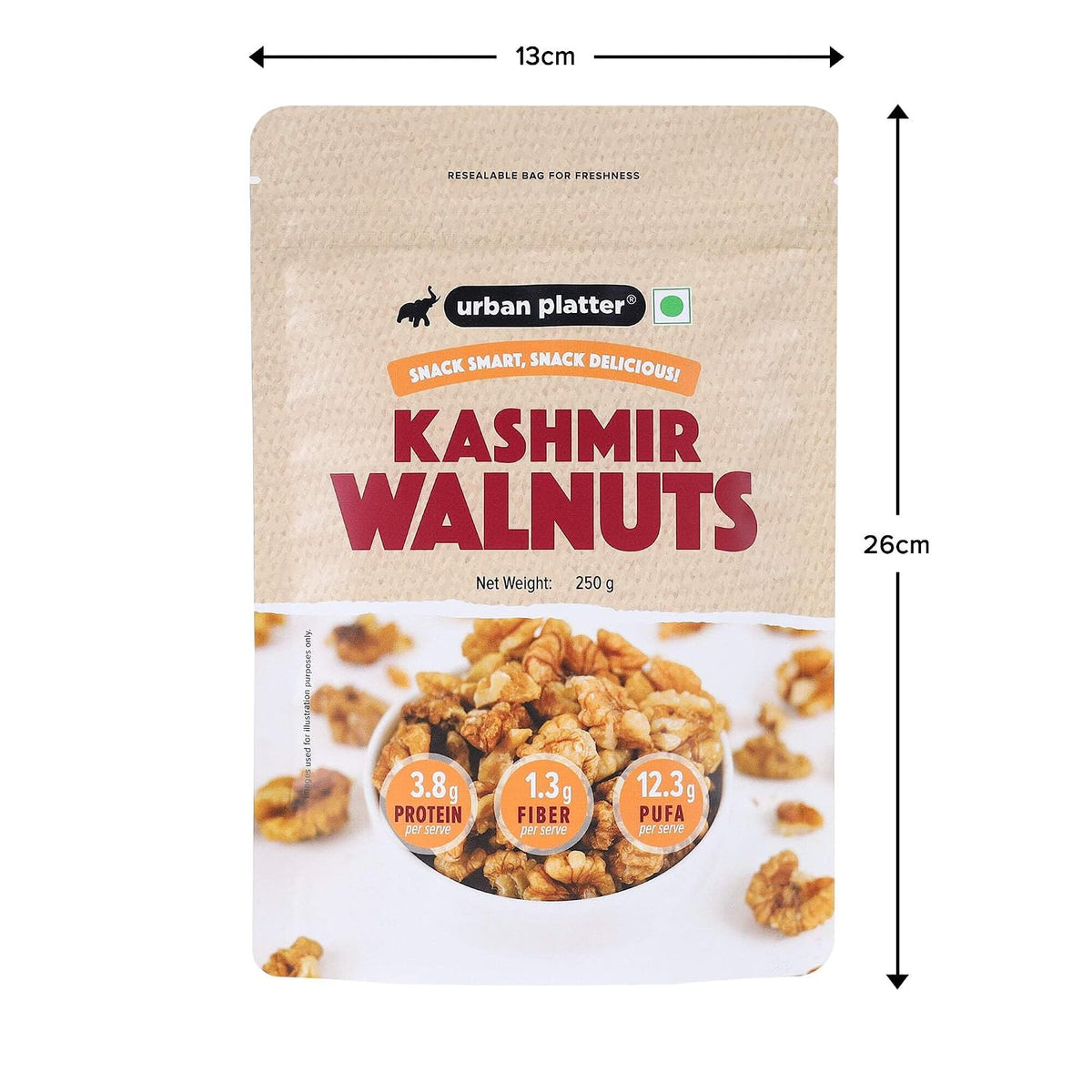 Urban Platter Kashmir Walnut Kernels, 500g (Shelled Halves | Akhrot Giri | Grown in India | Rich in Omega-3 & Antioxidants)