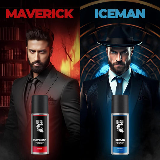 BEARDO Iceman & Maverick Perfume Deo Spray Combo For Men, 150 ml x 2