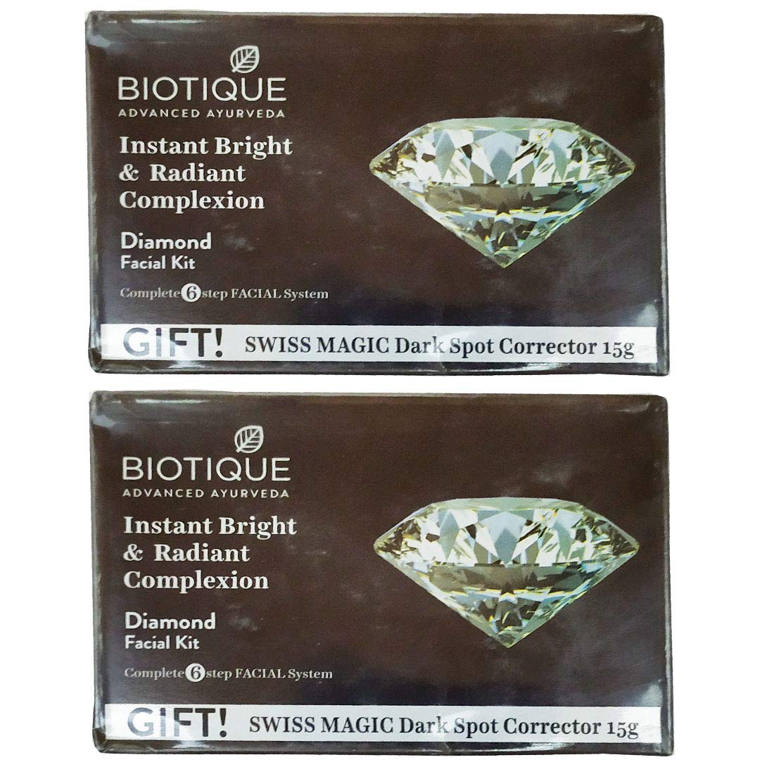 2 BIOTIQUE ADVANCED AYURVEDA INSTANT BRIGHT & RADIANT COMPLEXION DIAMOND FACIAL KIT