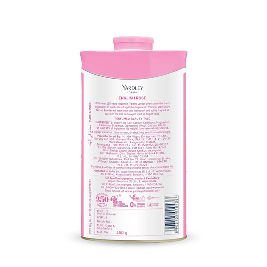 Yardley London English Rose Perfumed Beauty Talc | For Fragrant Glow|250g