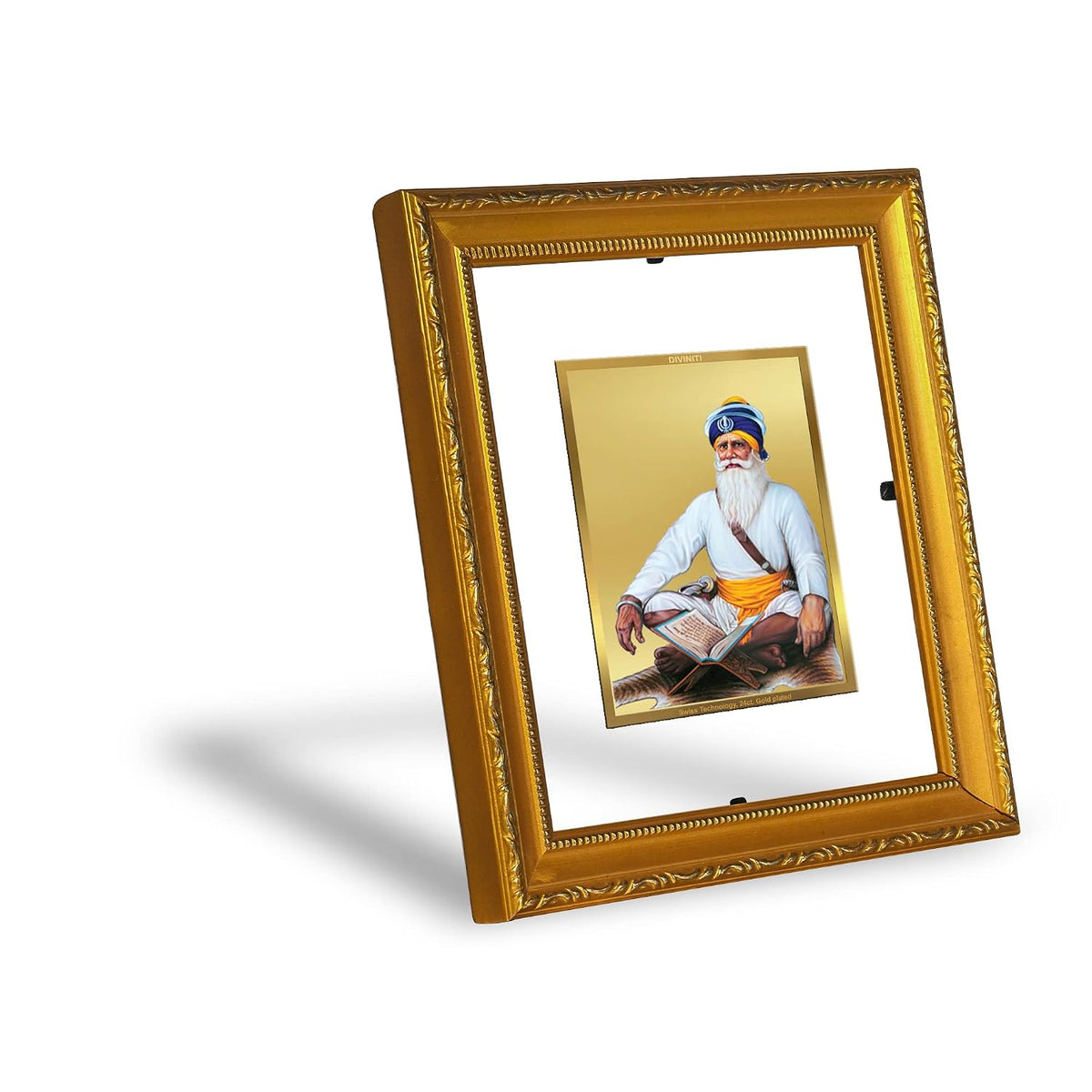 Diviniti Baba Deep Singh Gold Plated Wall Photo Frame, Table Décor| DG Frame 101 Size 1 and 24K Gold Plated Foil| Religious Photo Frame Idol For Pooja, Gifts Items (13.5 CM X 15.5 CM)