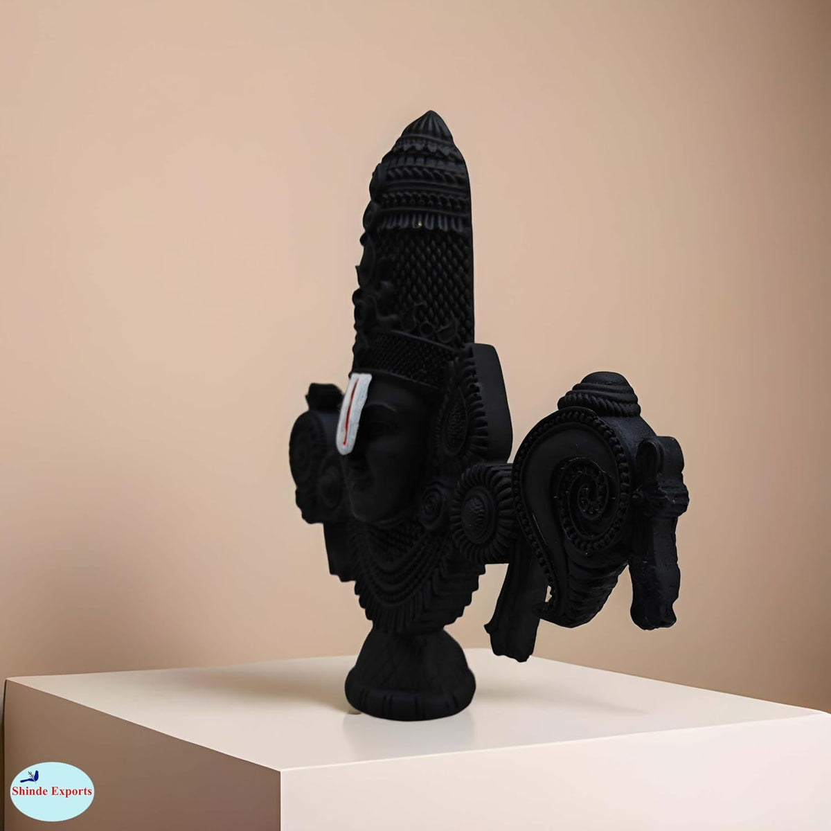 SHINDE EXPORTS tirupati Balaji Marble Idol for Desk Pooja Room car Dashboard Home Office décor (Black, 7 inches)