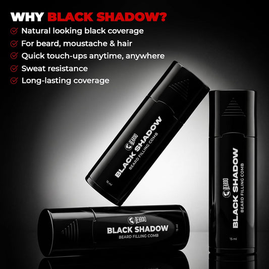 Beardo Black Shadow Beard & Hair Touch-Up Pen for Men | Precision Comb Tip for Grey Coverage | Instant Natural-Looking Color | Mess-Free Application | Quick Beard & Sideburn Touch-Ups