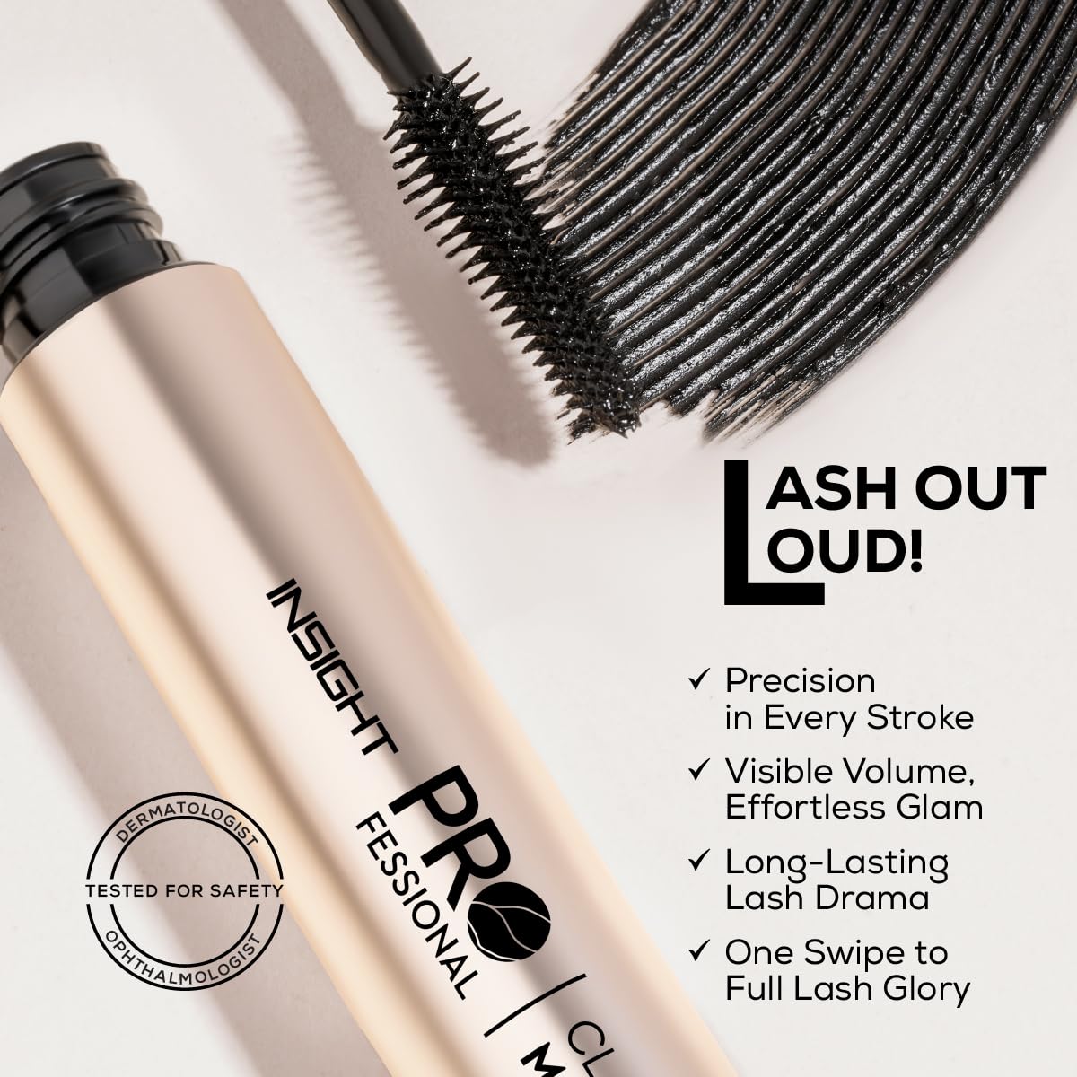INSIGHT Professional Classic Mascara | Volumizing, Lengthening & Defining | Clump-Free | Smudge-Proof | Jet Black - 10g