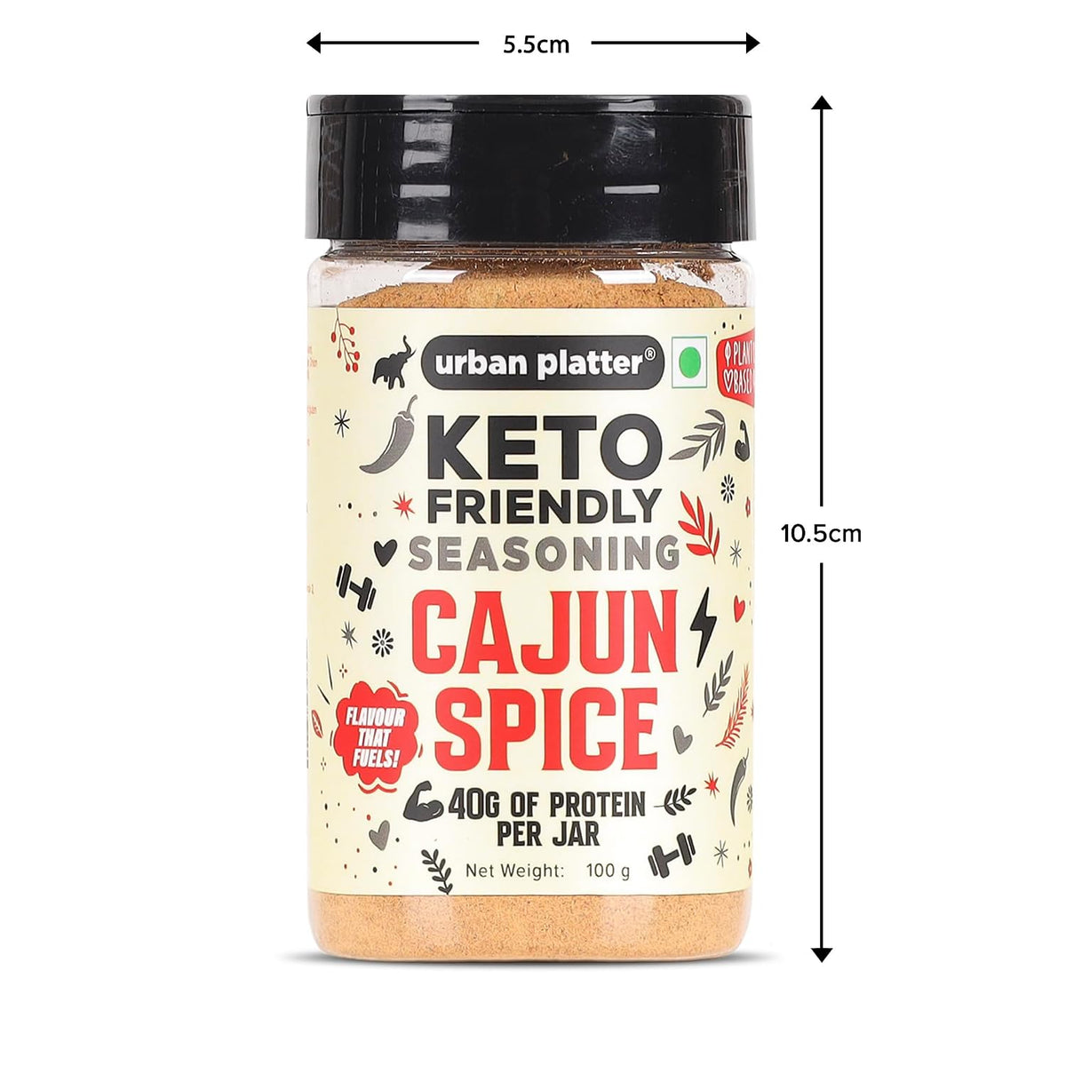Urban Platter Keto-friendly Cajun Seasoning, 100g (High-Protein, Crafted with Nutritional Yeast & Yeast Protein, Bold Louisiana-Style Spice Blend)