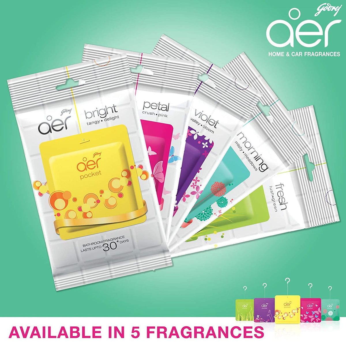 Godrej aer Power Pocket Bathroom Freshener – Jasmine Floral Delight (10g) | Lasts up to 30 days | Germ Protection