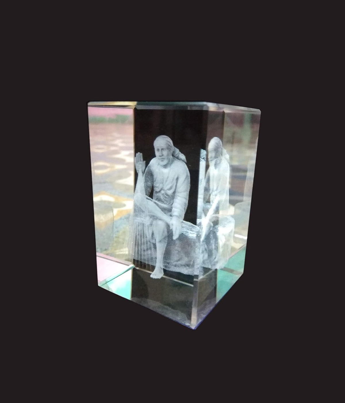 SHINDE EXPORTS 3D Crystal Sai Baba Idol Slick Design Statue Murti- Transparent, 7.5x5x5 cm