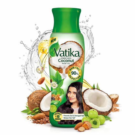 Dabur Vatika Enriched Coconut Hair Oil - 405 ml | For Strong, Thick & Shiny Hair | Good for Scalp Health | Enriched with 10 Herbs