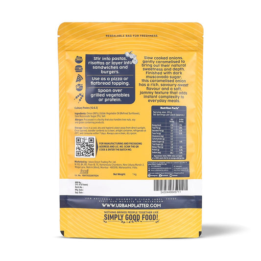 Urban Platter Caramelized Onion, 1Kg (Sweet-Savoury Onion Base for Pasta, Sandwiches, Gravies & Gourmet Cooking, Soft, Jammy & Slow Cooked, Perfect for Meal Preps, Value Pack)