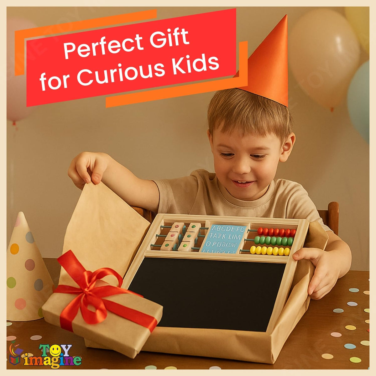 Toy Imagine Wooden 2 in 1 White Board & Black Board for Kids