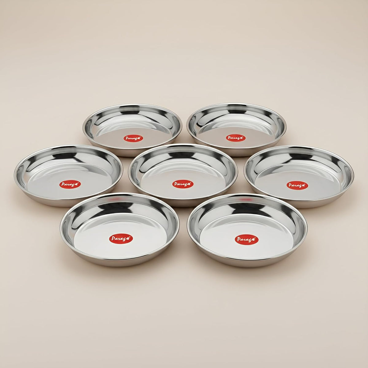 Parage 6 Pieces Stainless Steel Serving Dish Bowl – 11.5 cm Diameter | Heavy Gauge Small Halwa Plates | Durable Mirror Finish for Sweets, Snacks & Serving
