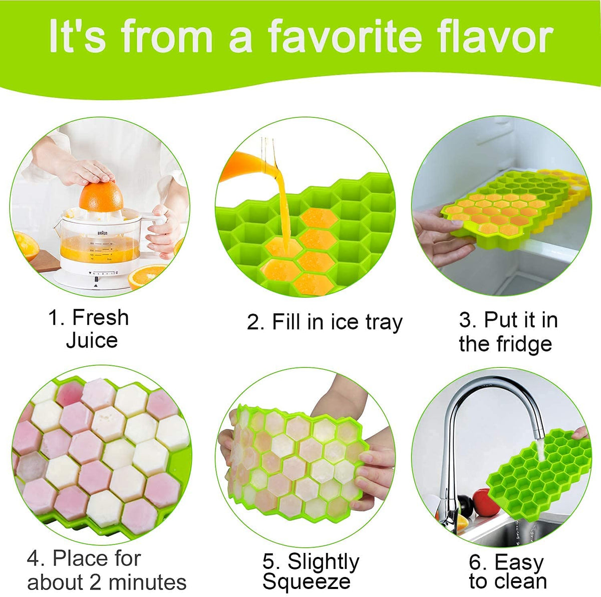 E-COSMOS® Flexible Silicone Honeycomb 37 Cavity Ice Cube Trays for Freezer with Lid Silicone Ice Cube Tray withMoulds Small Cubes Whiskey Fridge Bar Soft Ice Cube Tray (POF 1)