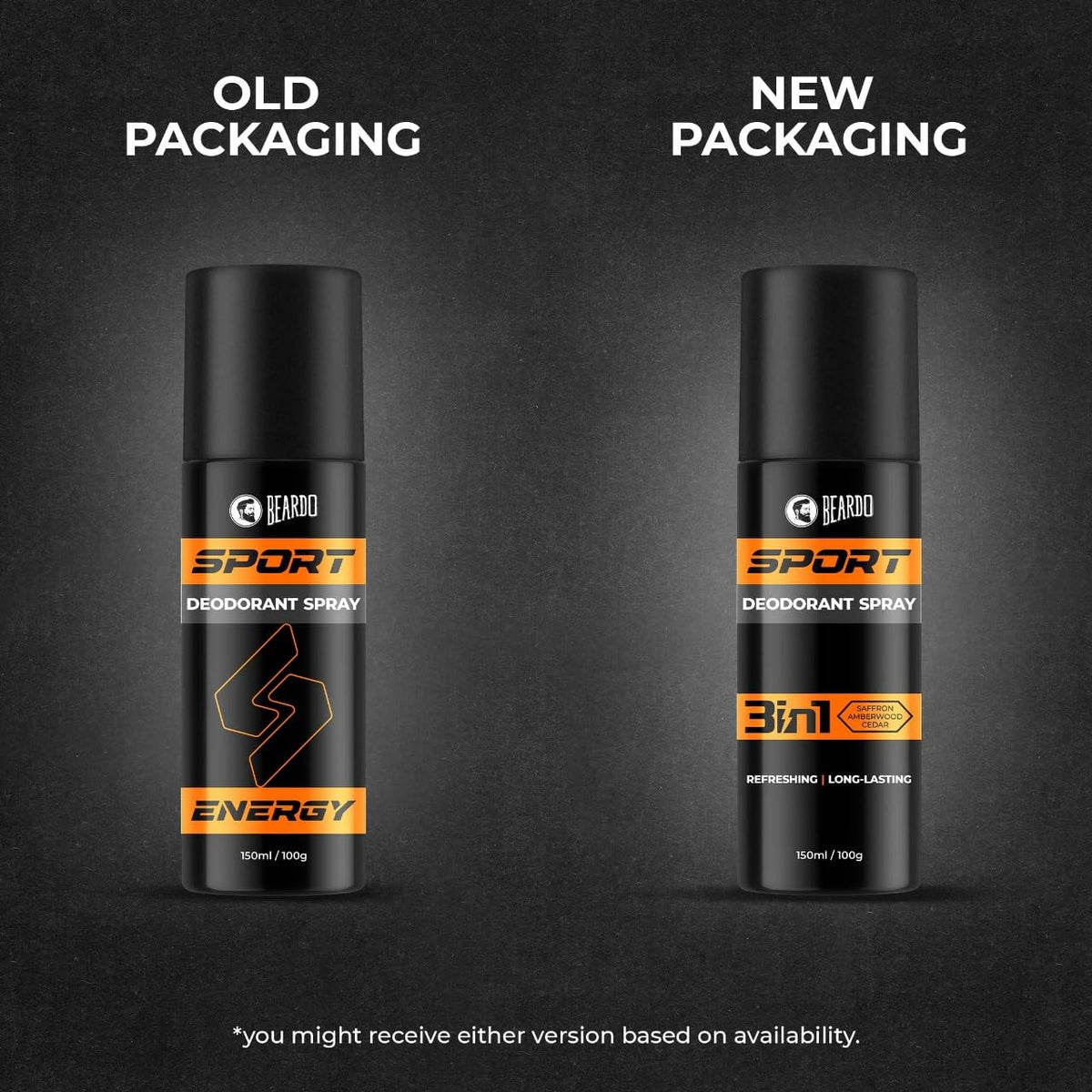 Beardo Sport Energy Deodorant Spray 150Ml | Body Spray Perfume For Men | Deo For Men | Fresh Long-Lasting Deodorant Spray