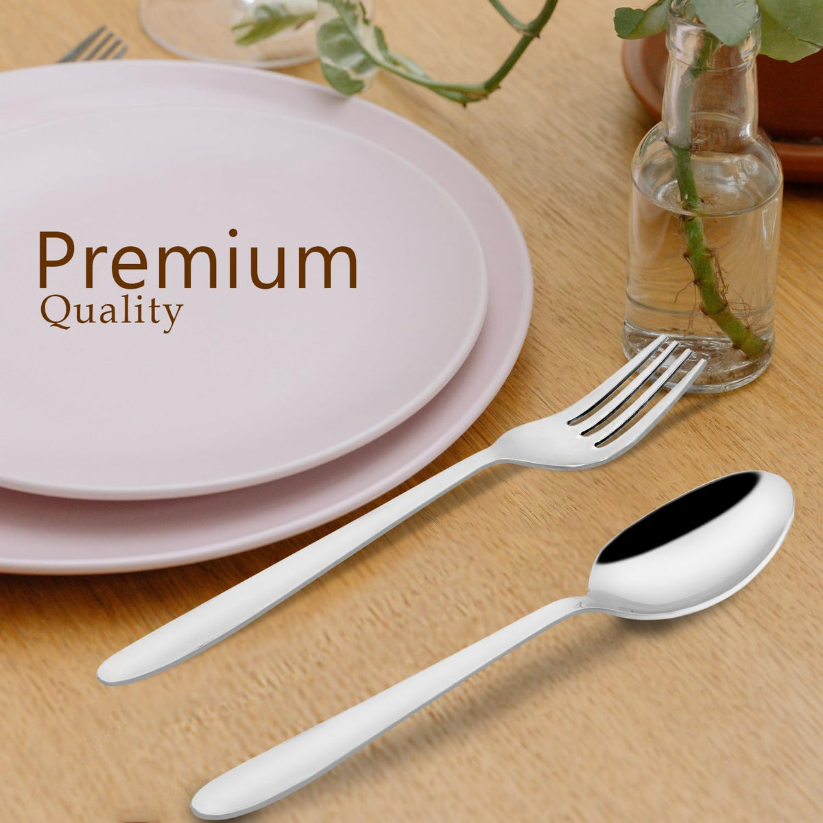 Parage 12 Pieces Stainless Steel Table Spoons & Forks Set for Home & Kitchen, Dining Tableware Cutlery Set, Silver (Contains: 6 Table Spoons and 6 Table Forks) Sigma Design
