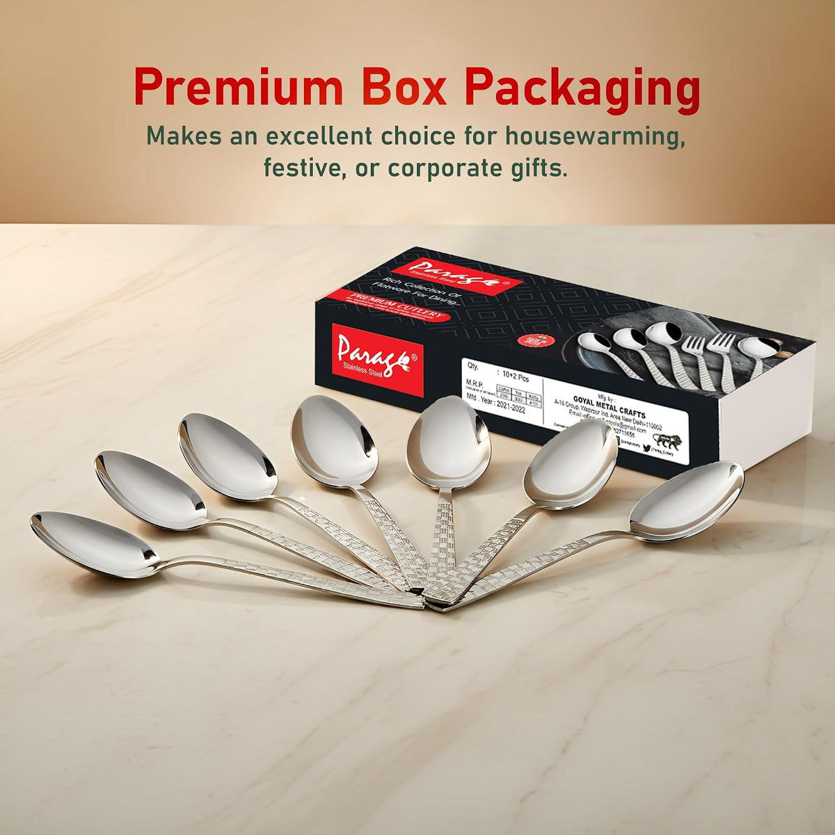 Parage 12 Pieces Stainless Steel Spoon Set for Home & Kitchen,15.5 cm Long, Tea, Coffee, Sugar & Spices, Small Spoons, Dining Tableware, Silver (Dilare)