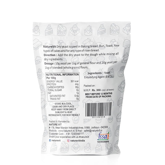 NatureVit Instant & Active Dry Yeast Powder, 100g | Nutritional Yeast Powder For Baking | Active & Instant Yeast For Bread Making At Home | Instant Dry Yeast For Baking, Bread, Cake, Pizza & Wines