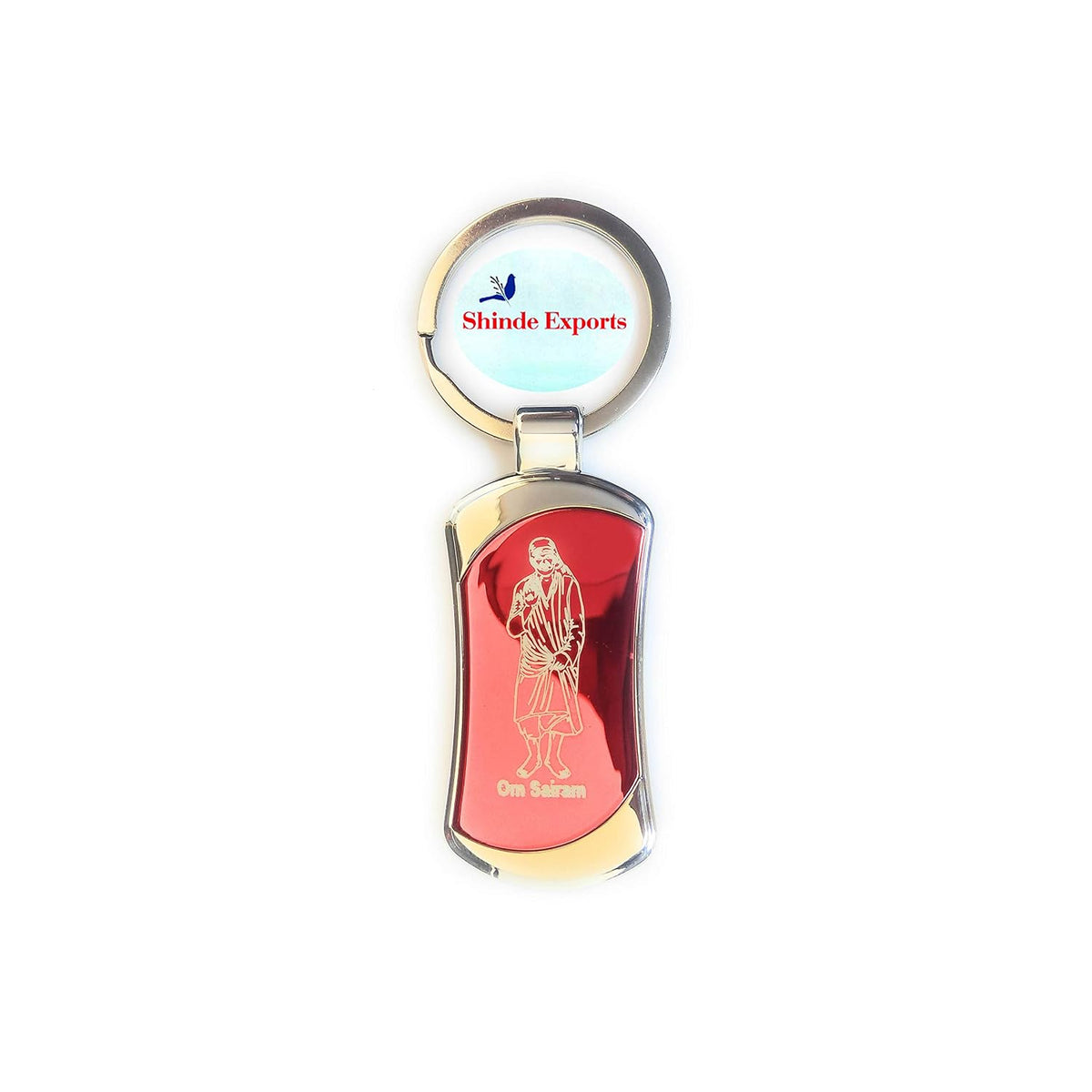 SHINDE EXPORTS Shirdi Sai Baba Stainless Steel Key Chains for car, Home and Bike (red 4)