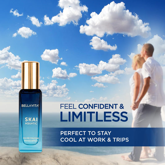 Bella Vita Luxury Skai Aquatic | Long Lasting Unisex EDC 20ml | with Bergamot, Lavender & Patchouli | Woody Premium Fragrance Perfume for Unisex