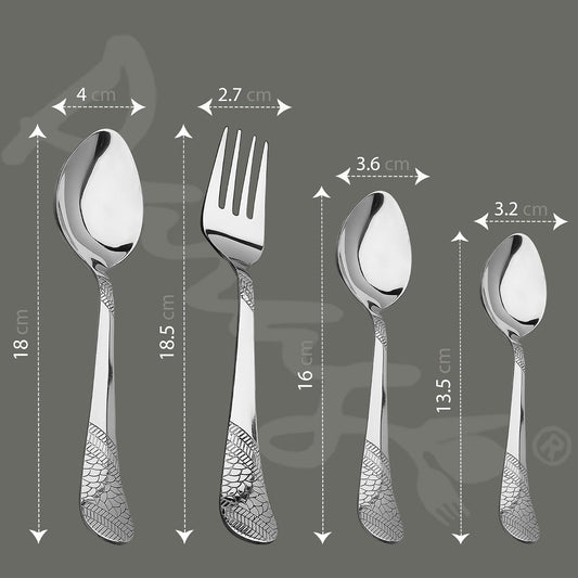 Parage 24 Pieces Stainless Steel Cutlery Set, Premium Cutlery for Home & Kitchen, Luxury Dining Tableware Gift for House Warming (6 Pieces Each Table Spoons, Table Forks, Dinner Spoons & Tea Spoons)