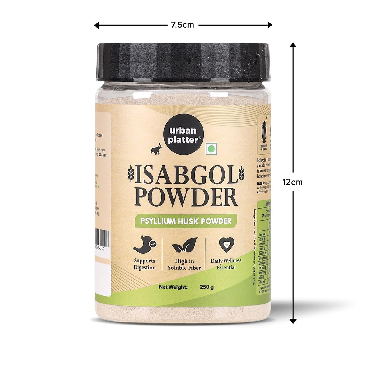 Urban Platter Isabgol Powder, 250g (Finely Milled Psyllium Husk, Rich in Dietary Fibre, Supports Digestive Health, Nature's Soluble Fibre)