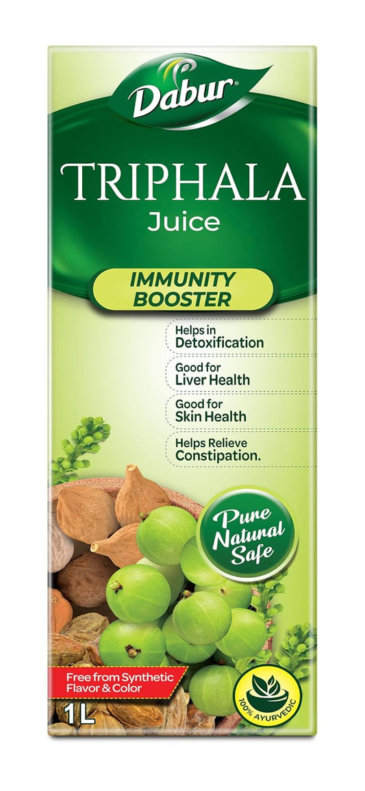 Dabur Triphala Juice - 1L | 100% Ayurvedic Formulation | Improves Gut Health & Promotes Healthy Gut | Supplement for lasting Relief from Constipation & Digestive Discomfort