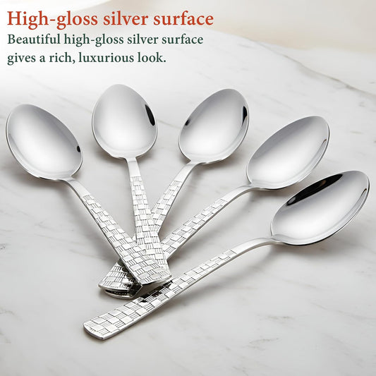 Parage 12 Pieces Stainless Steel Spoon Set for Home & Kitchen,15.5 cm Long, Tea, Coffee, Sugar & Spices, Small Spoons, Dining Tableware, Silver (Dilare)