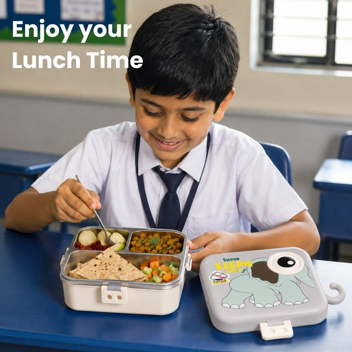Toy Imagine Kids Stainless Steel Lunch Box, Elephant Grey