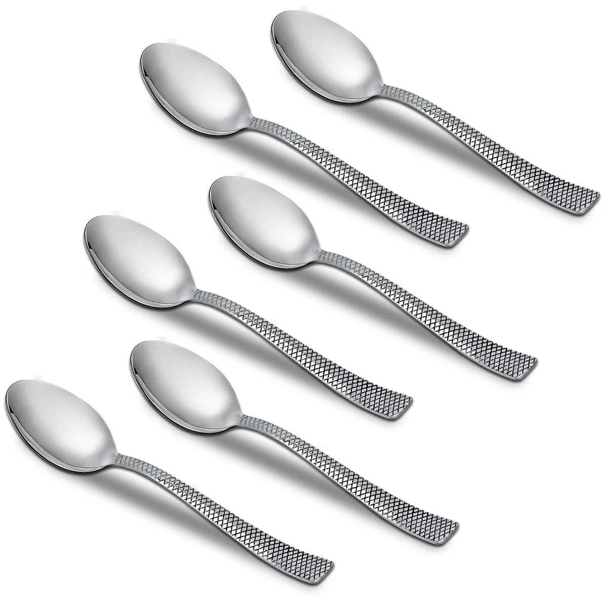 Parage 6 Piece Stainless Steel Table Spoons Set with Zig Zag Design, Dinner Spoon for Home and Kitchen, 18.5 cm, Tableware, Set of 6, Silver