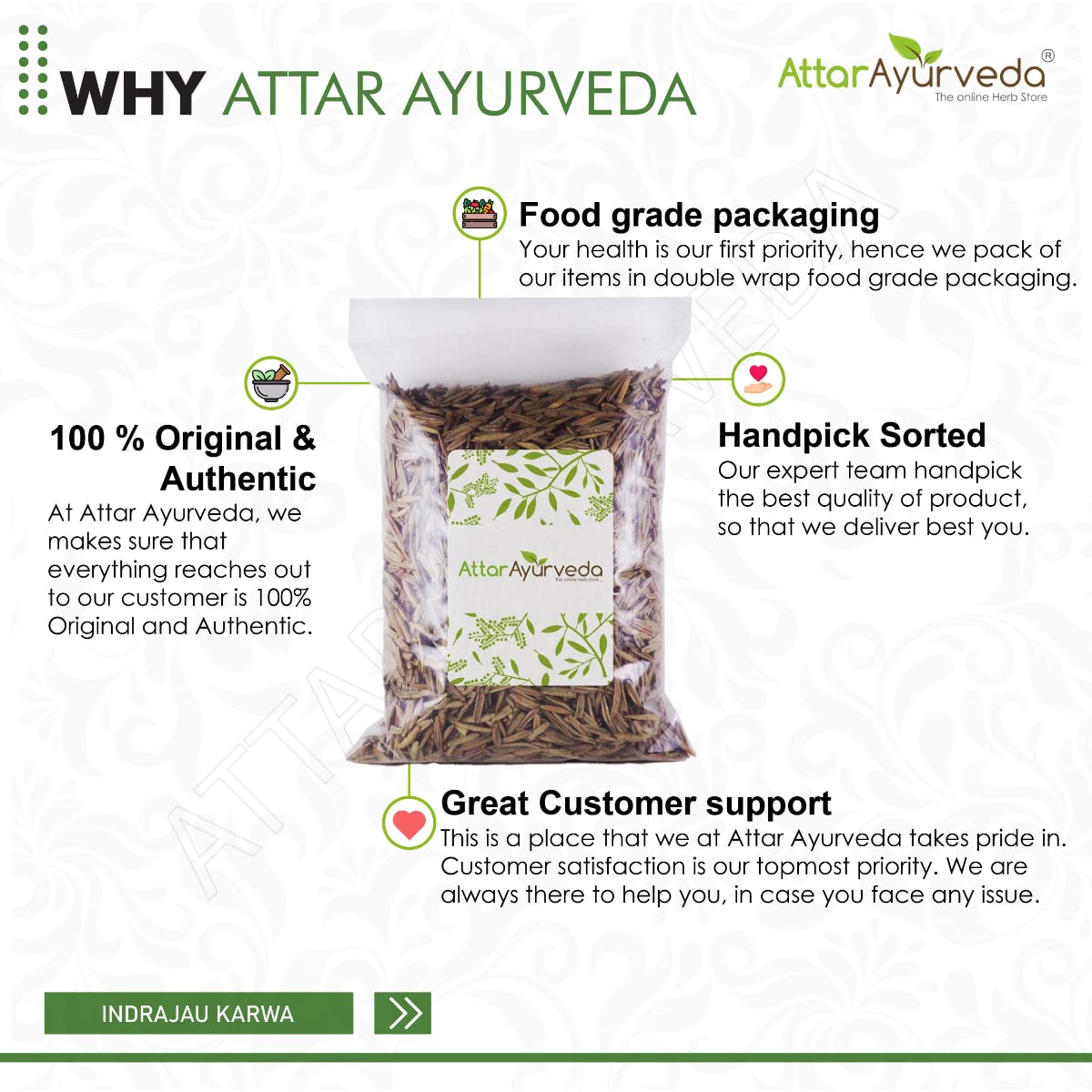 Attar Ayurveda Karva Indrajau - Indrajav - Holarrhena Pubescens for diabetes (500 Grams)