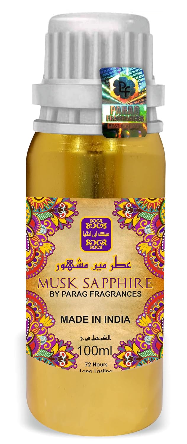 Parag Fragrances Non-Alcoholic & Long Lasting Liquid Attar Money Saver For Unisex, 100ml Pack (Musk Sapphire)