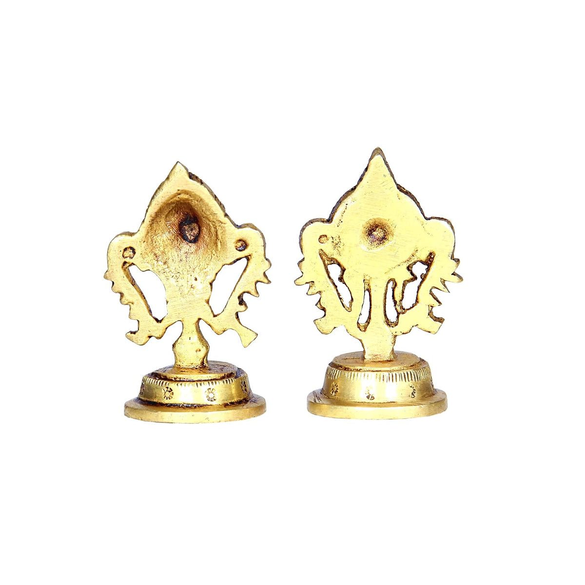 Aalayam Selveer Brass Shankh Chakra Set Small, 5.8cm Height, Brass, Gold Colour, 1 Set(1 No Brass Shankh + 1 No Brass Chakra)
