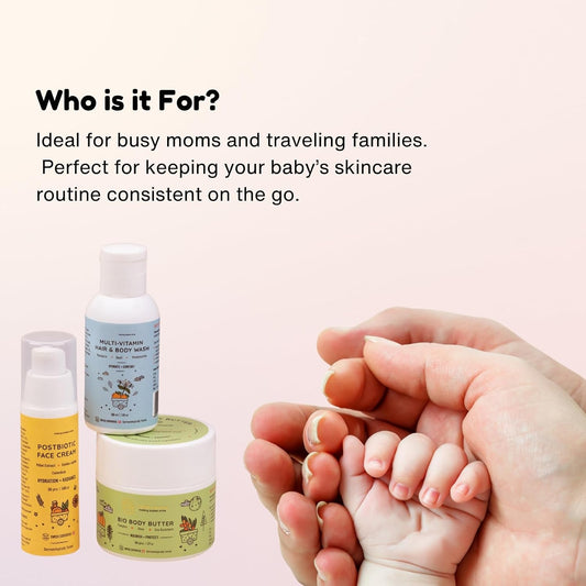 Little Rituals Travel Kit/Gift Pack for Kids, Baby, Children| Premium Gift Pack for Baby | Newborn Baby Essentials Combo | Baby Products Mini Pack | New Born Baby Products | Baby Skin Care Collection for Travelling Parents | Body Wash 50 ml, Face Cream 30 gm, Body Butter 50 gm