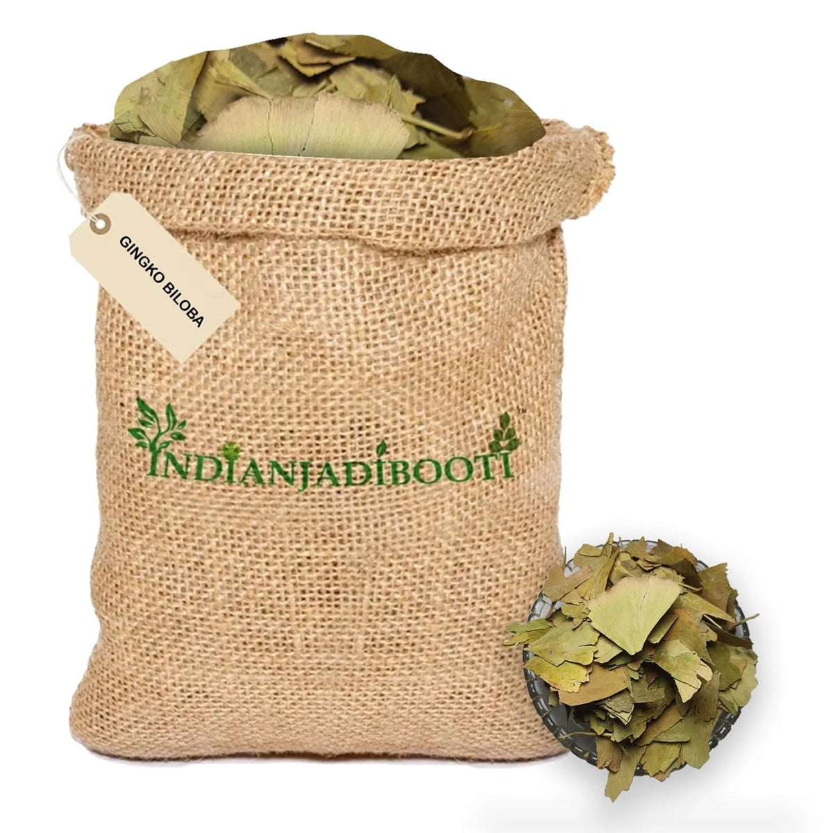 IndianJadiBooti Ginkgo Biloba Leaves | Maidenhair Tree | Ginko Biloba | Enhances Brain function & improves concentration - 50 Gram