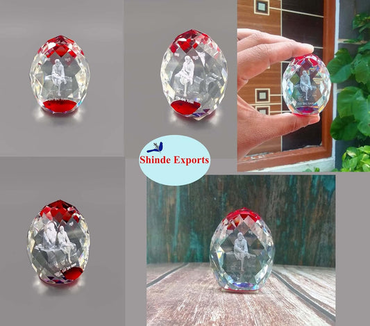 SHINDE EXPORTS shirdi sai Baba Idol for car Dashboard/Crystal Statue 2.5 inches (RED)