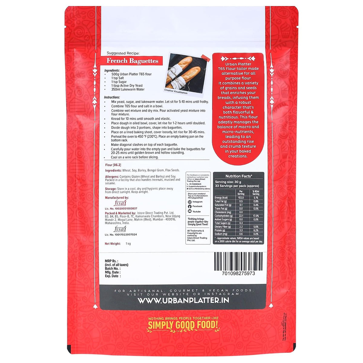 Urban Platter French Style T65 Flour 1Kg