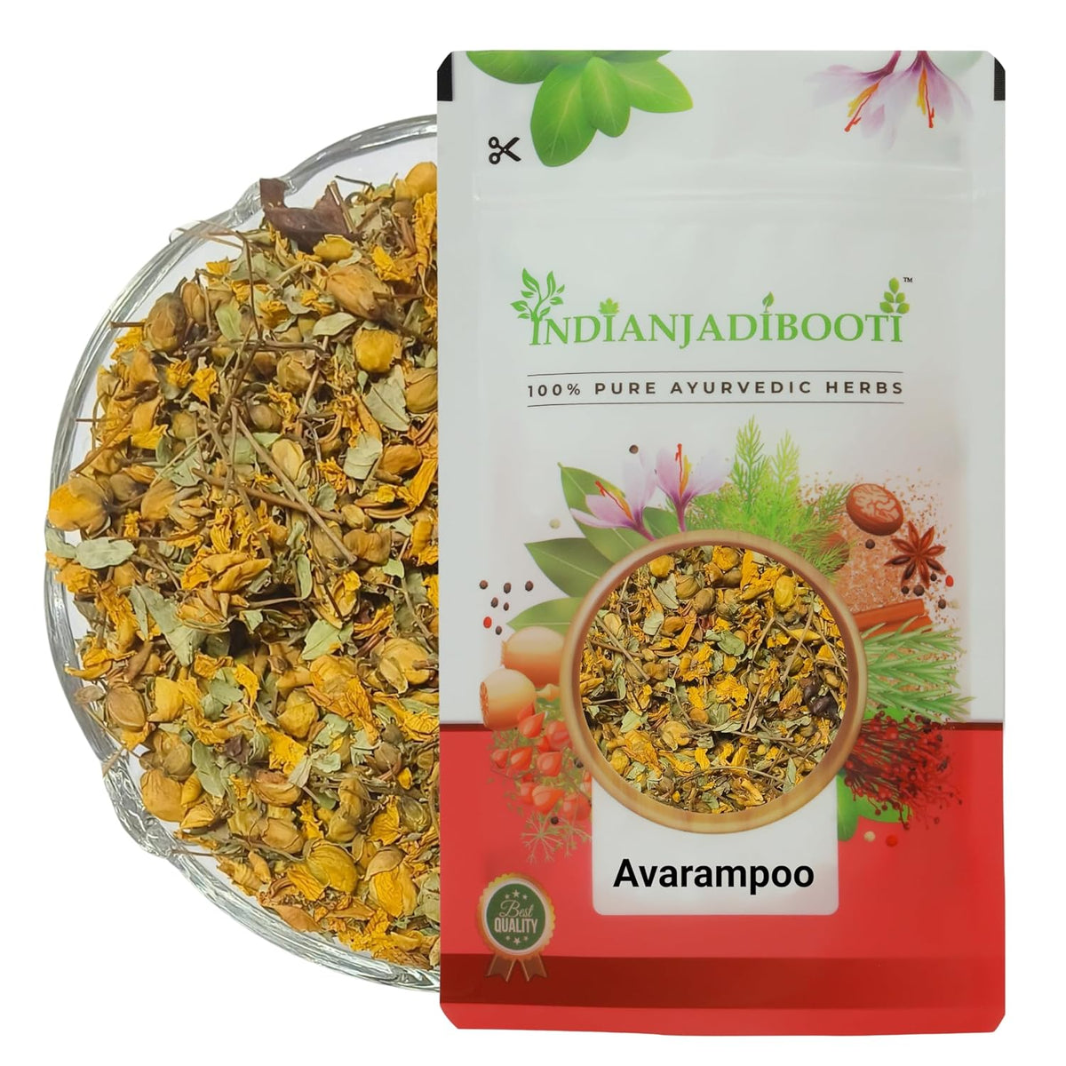 IndianJadiBooti Avarampoo Flower | Senna Flower | Tangadi Flower - Tangdi Phool | Senna Auriculata |Tanner - Tamgedu for tea, Skin Hair care and more (100 Grams)