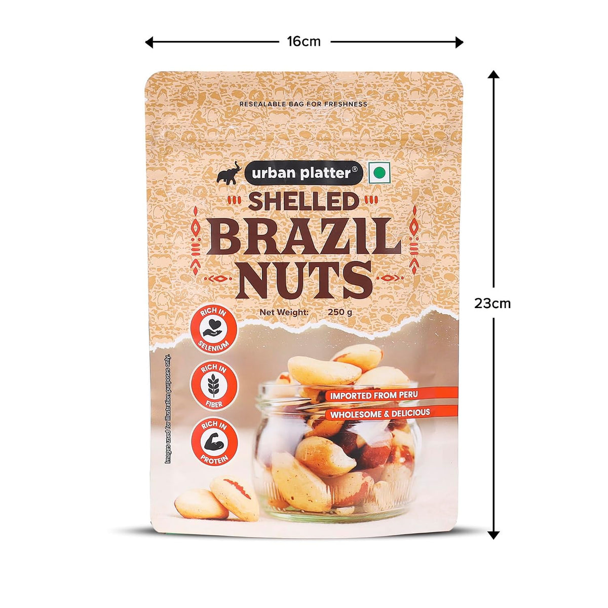 Urban Platter Brazil Nuts, 250g (Rich in Selenium | Superfood | Have 1 Daily | Product of Peru)