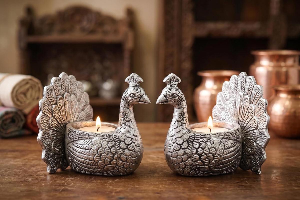 KridayKraft Designed with a Versatile Central Cavity, This Peacock Serves as a Stunning tealight Candle Holder, a mini Indoor Planter, a Unique Pen Stand, or a Sophisticated Vanity Organizer.