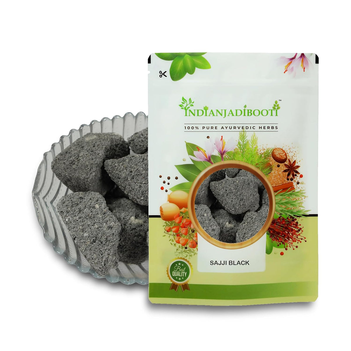 IndianJadiBooti Black Sajji | 100% Pure & Authentic | Premium Ayurvedic Alkali (Traditional Herbal Kshar) | 250 Grams | Pack Of 2